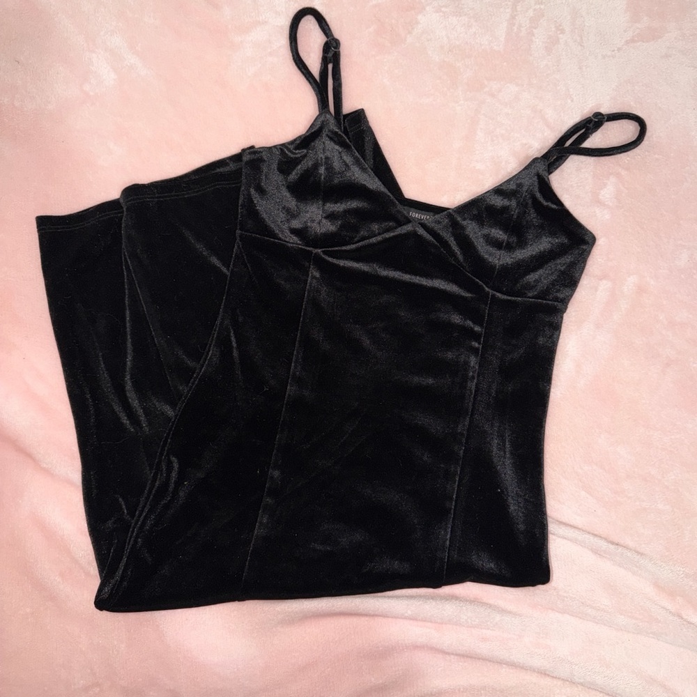 Forever 21 Black Velvet Midi Dress